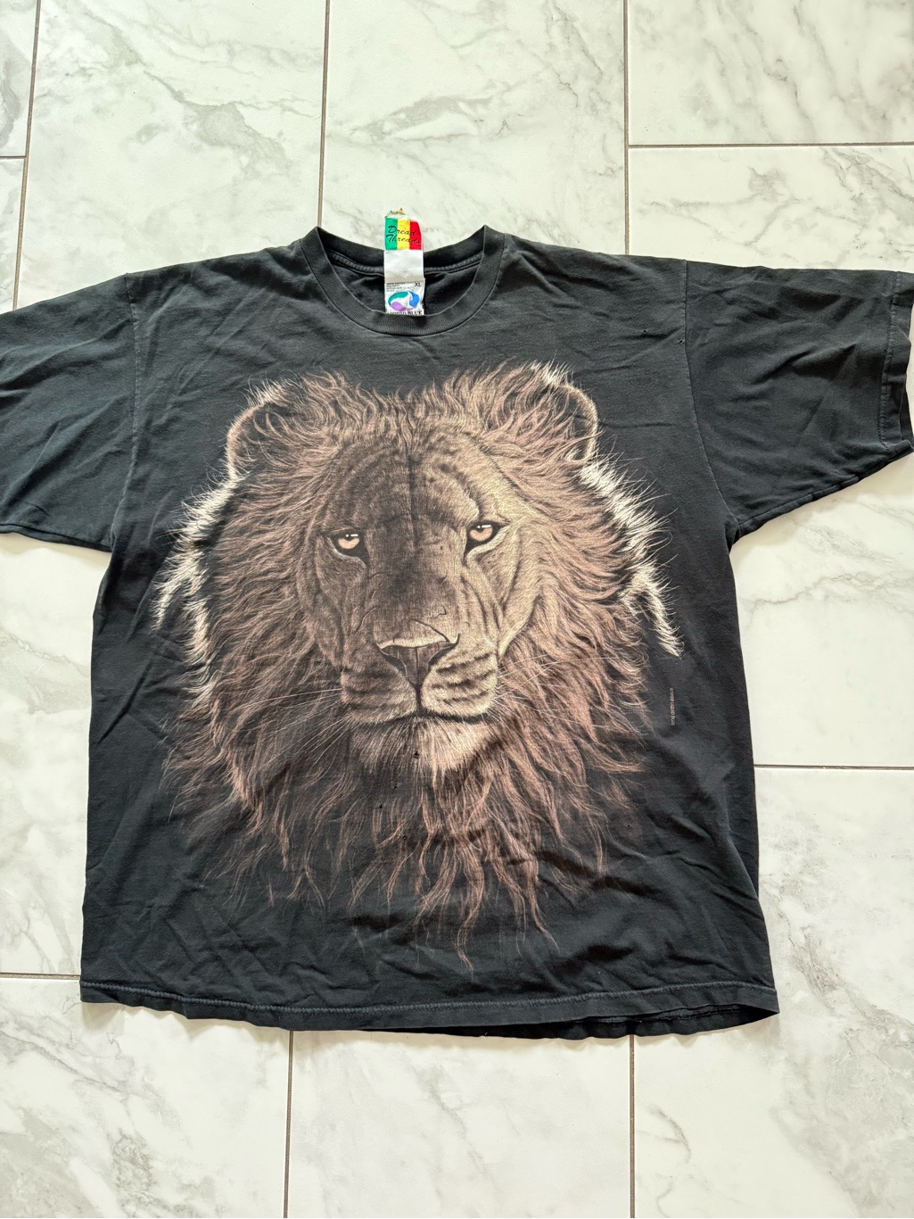 Vintage Liquid Blue Lion Safari Aop 1998 Double Sided Distressed Tee Shirt Xl